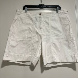 Lauren Ralph Lauren Sz: 14 Women White Chino Shorts Stretch Cotton Preppy.